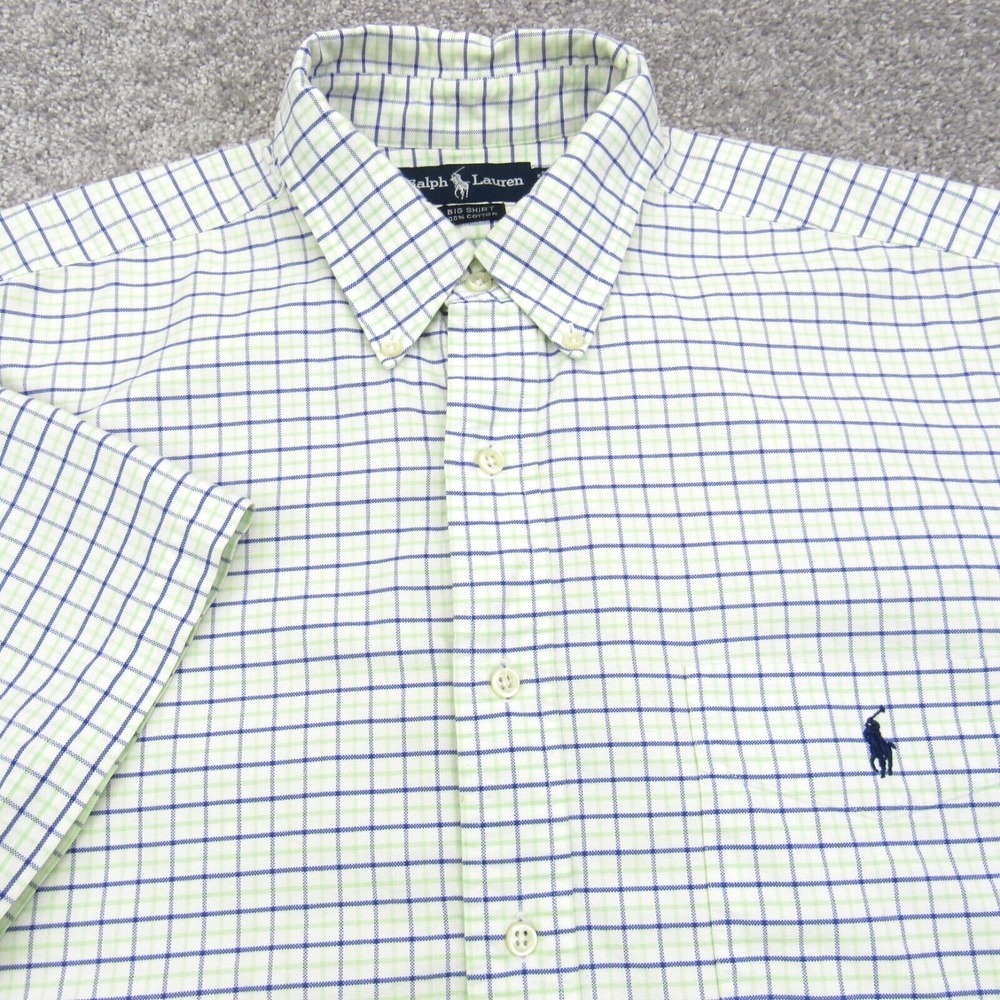 Ralph Lauren White and Blue Checkered Button Down Shirt